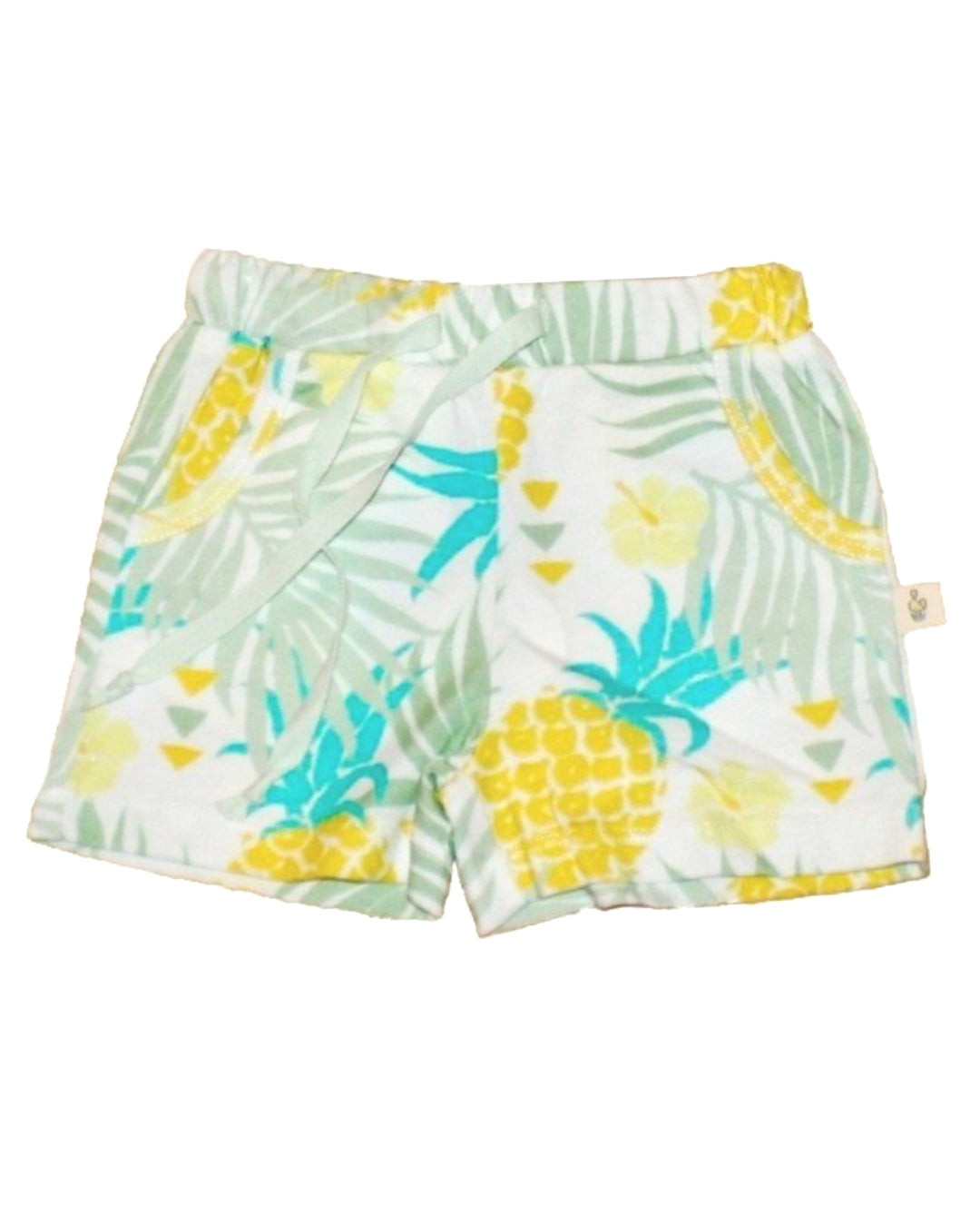 Kurze Hose mit Ananas Print in gelb/grün aus Biobaumwolle