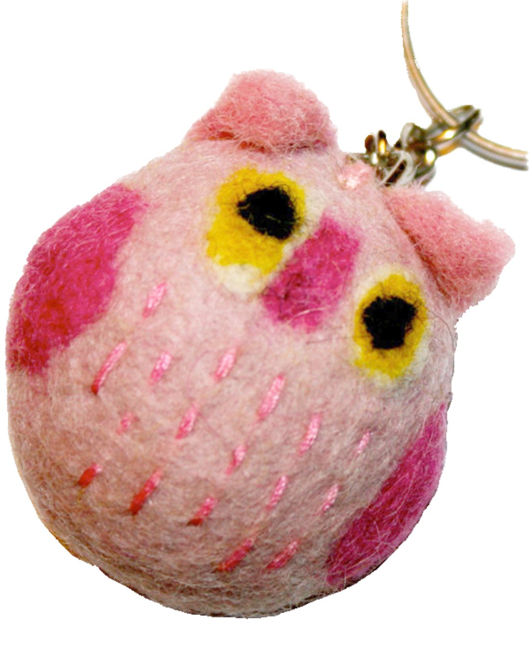 Rosa Anhänger EULE aus gefilzter Wolle