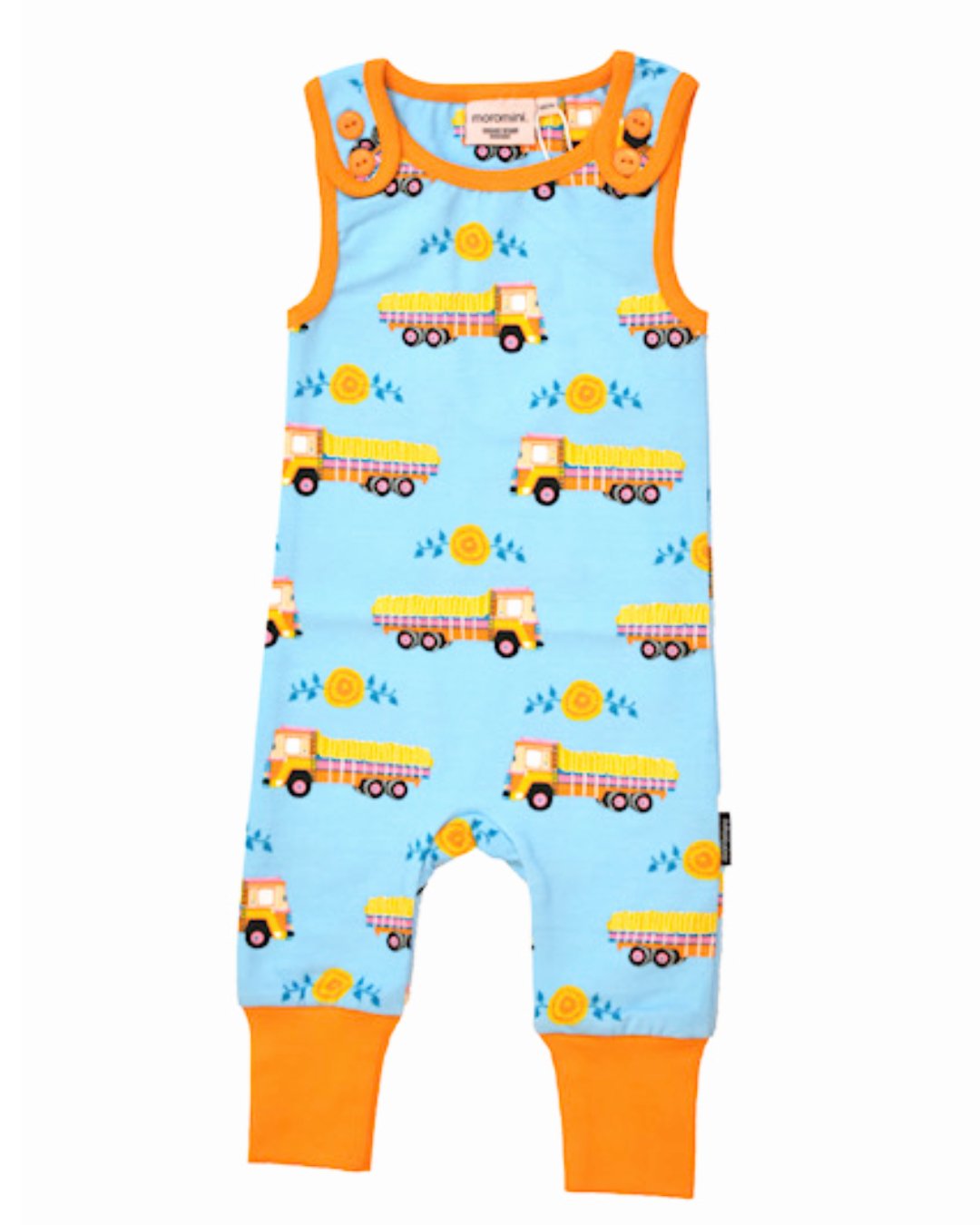 babystrampler aus biobaumwolle mit LKWs von moromini bei juicyfashion