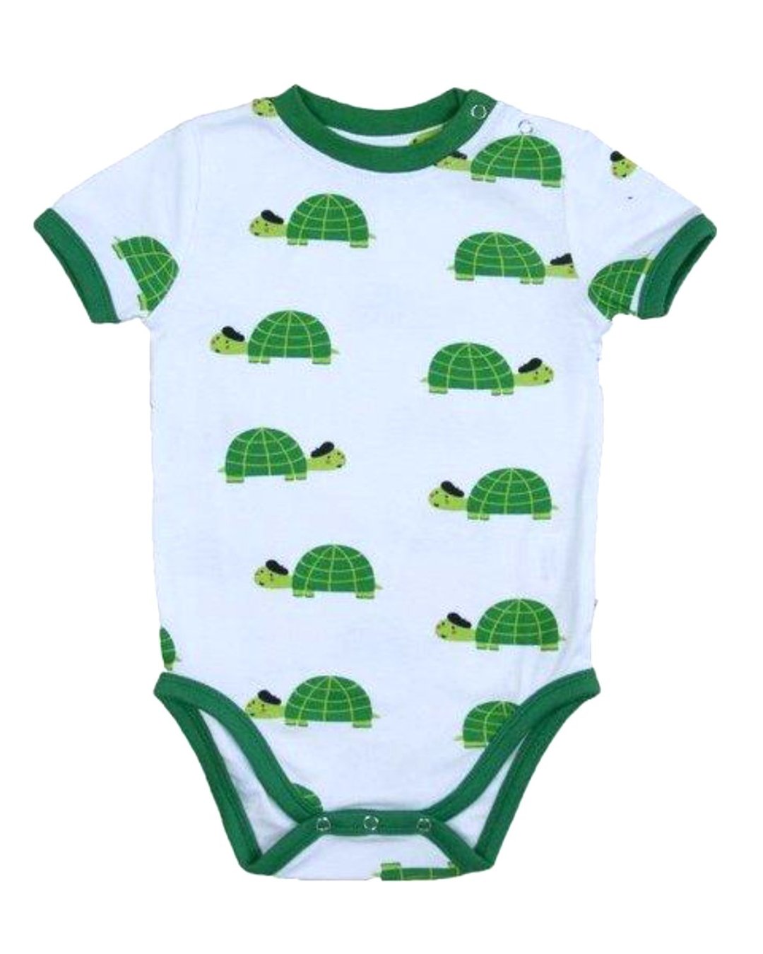 weißer body für babys aus biobaumwolle mit grünen schildkröten von moromini bei juicyfashion