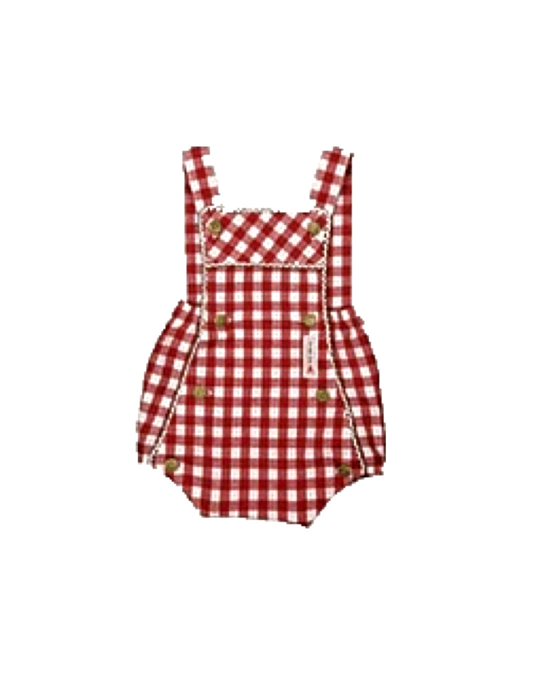 Baby Spielhose Folklore Stil aus Biobaumwolle rot/weiß kariert