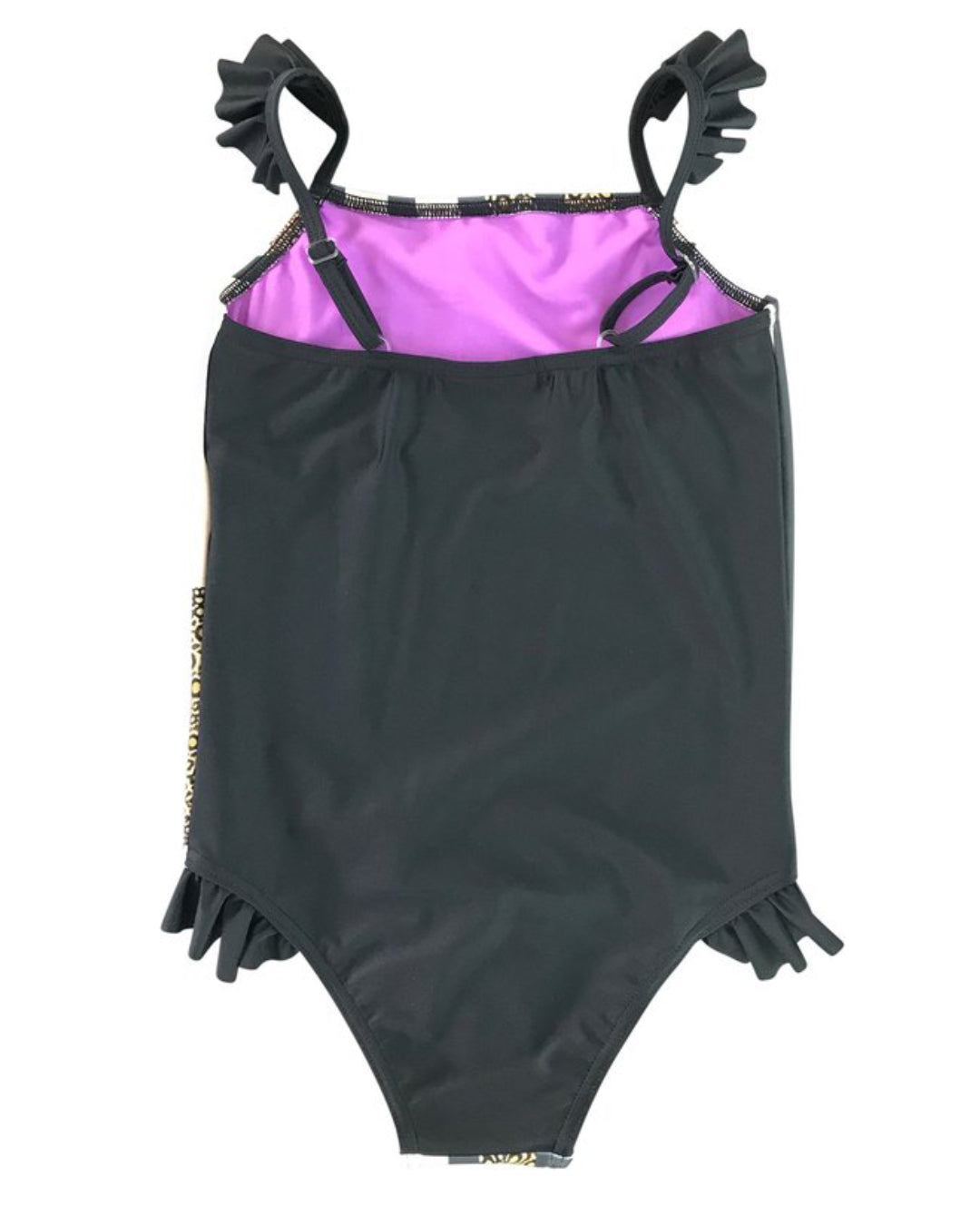 Zart rosa Badeanzug mit schwarzen Längsstreifen un Rochen mit Lia MickyMouse Ohren