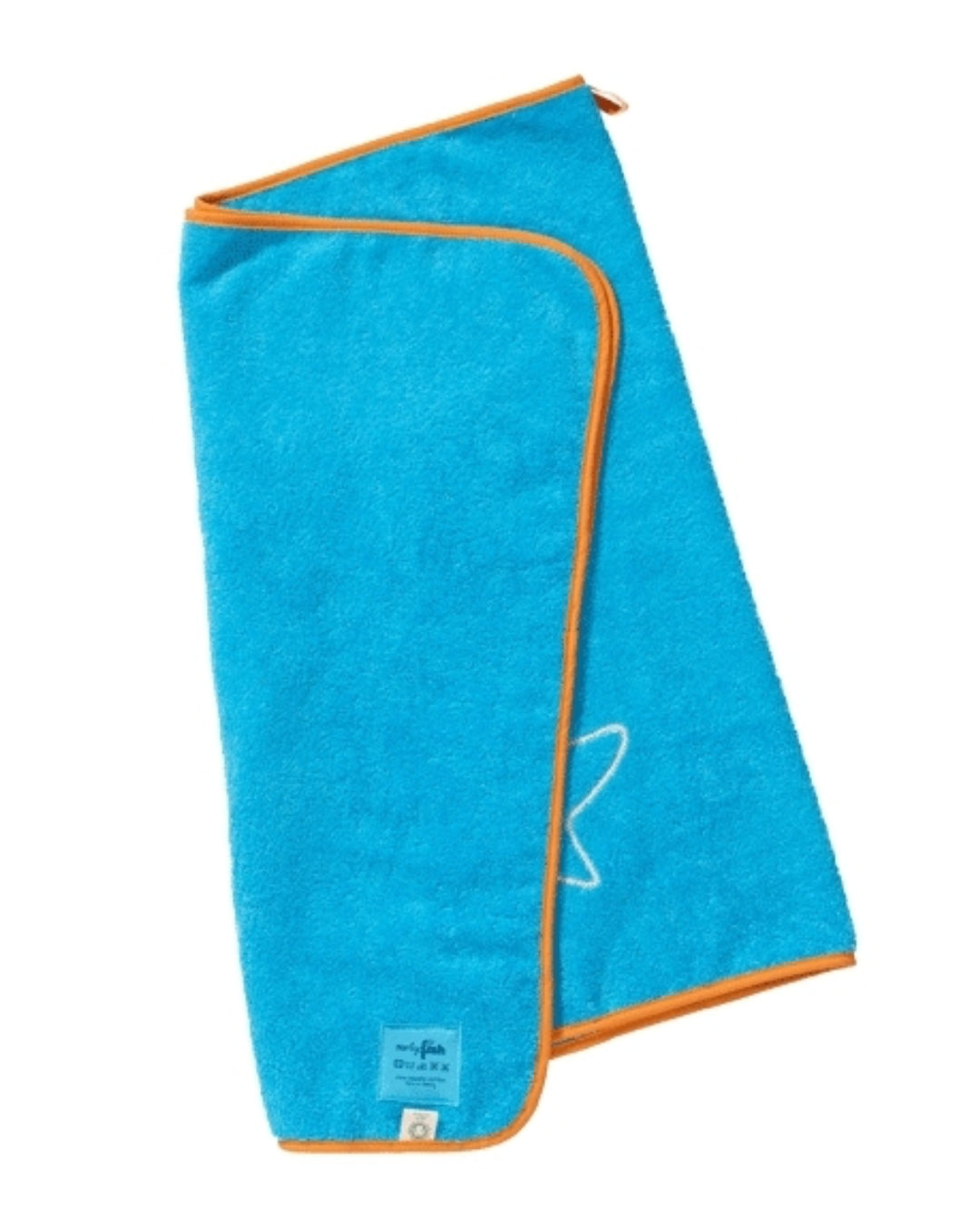 Blaues Badehandtuch für Kinder von der Rückseite von early fish