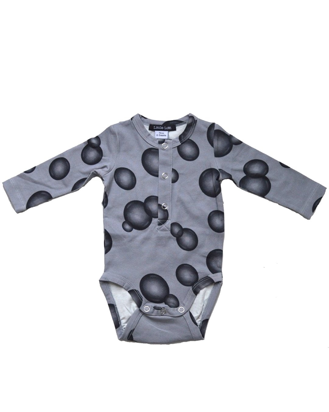 grauer Babybody mit Bubble Print aus Biobaumwolle