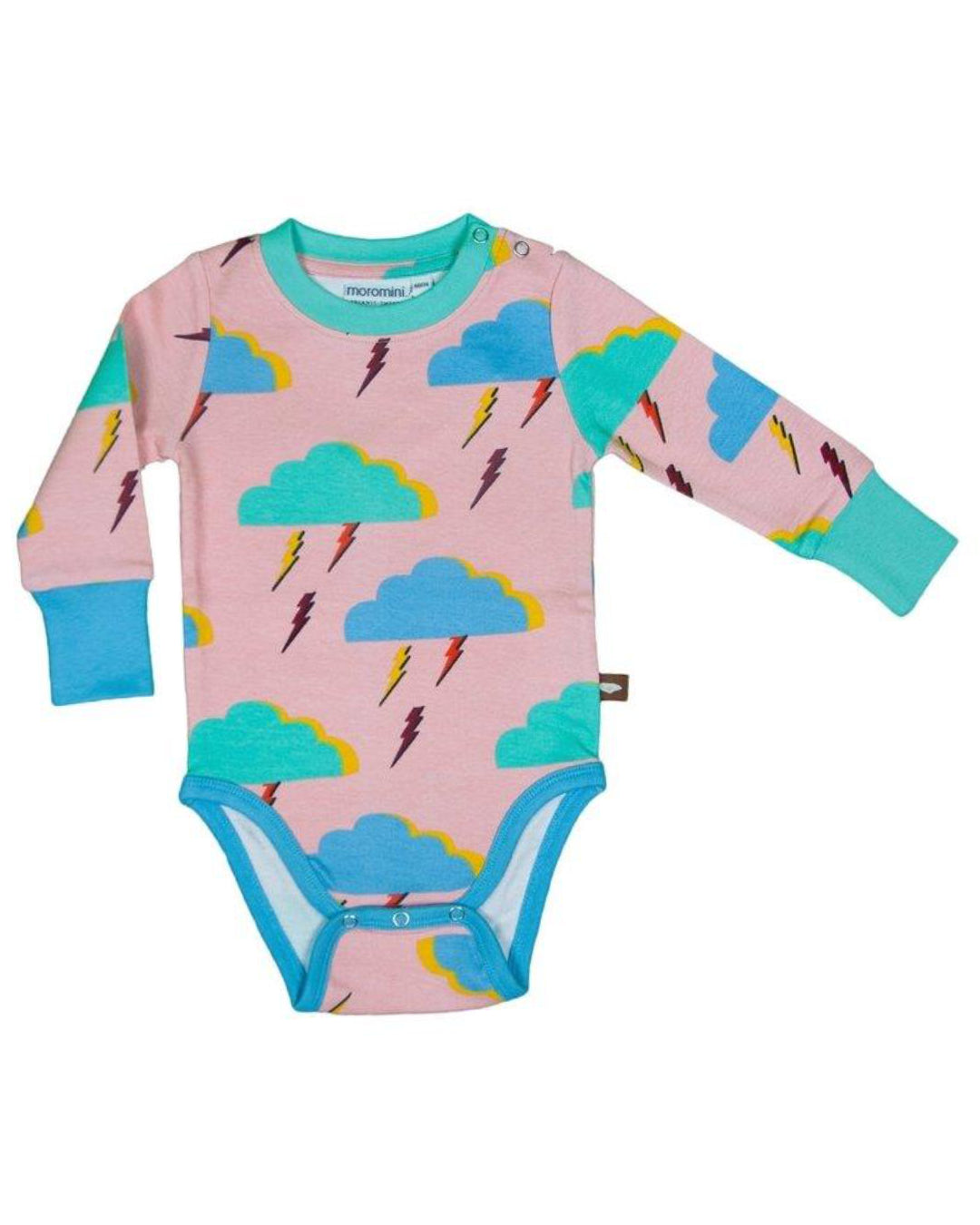rosa Langarm Body mit blauen Wolken Biobaumwolle