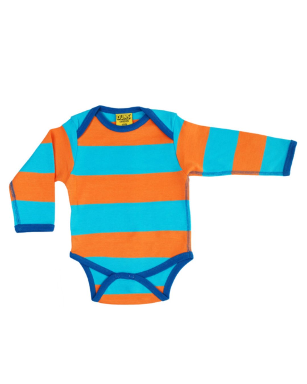 Babybody in Blockstreifen türkis/orange von DUNS Sweden