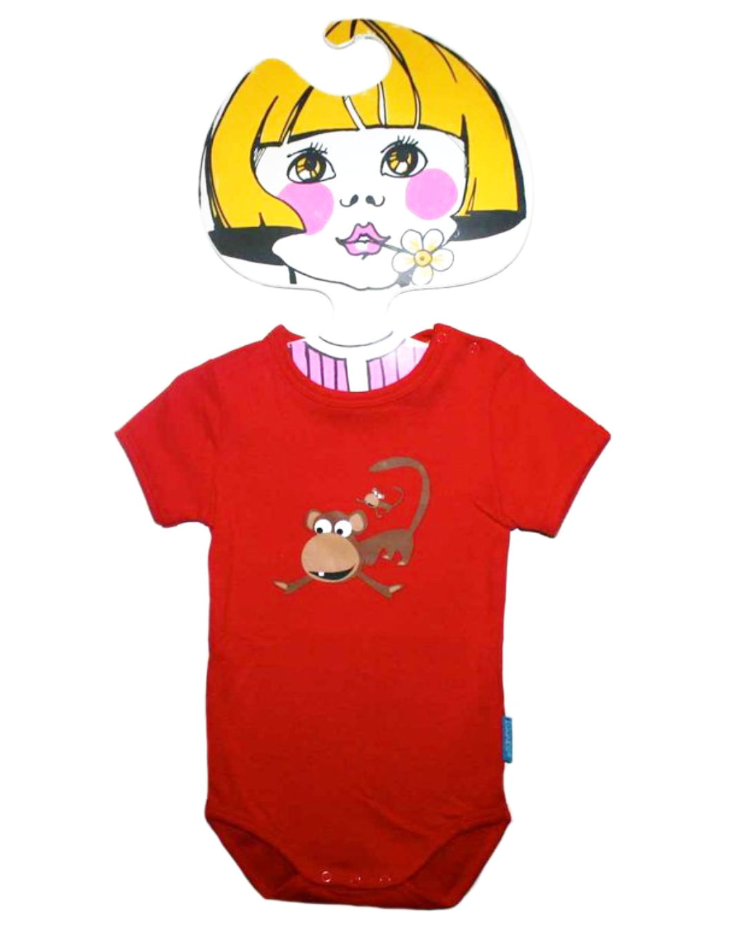 Roter Babybody mit braunen Affen