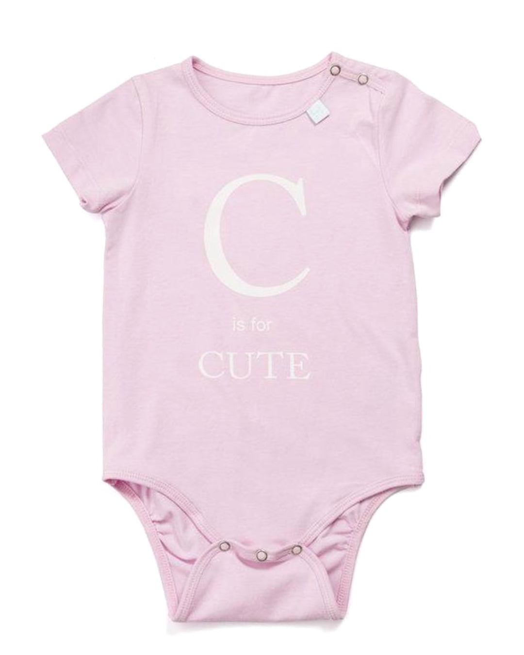Rosa Babybbody mit Aufdruck C for CUTE aus Biobaumwolle