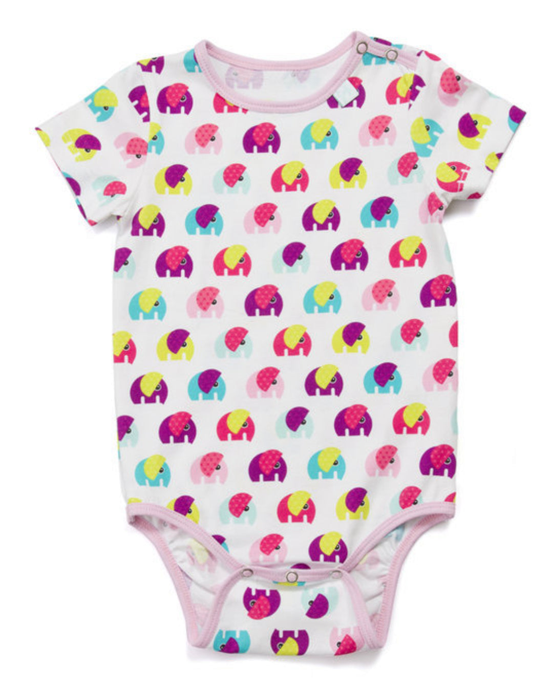 Weißer Babybody mit Elefanten aus Biobaumwolle