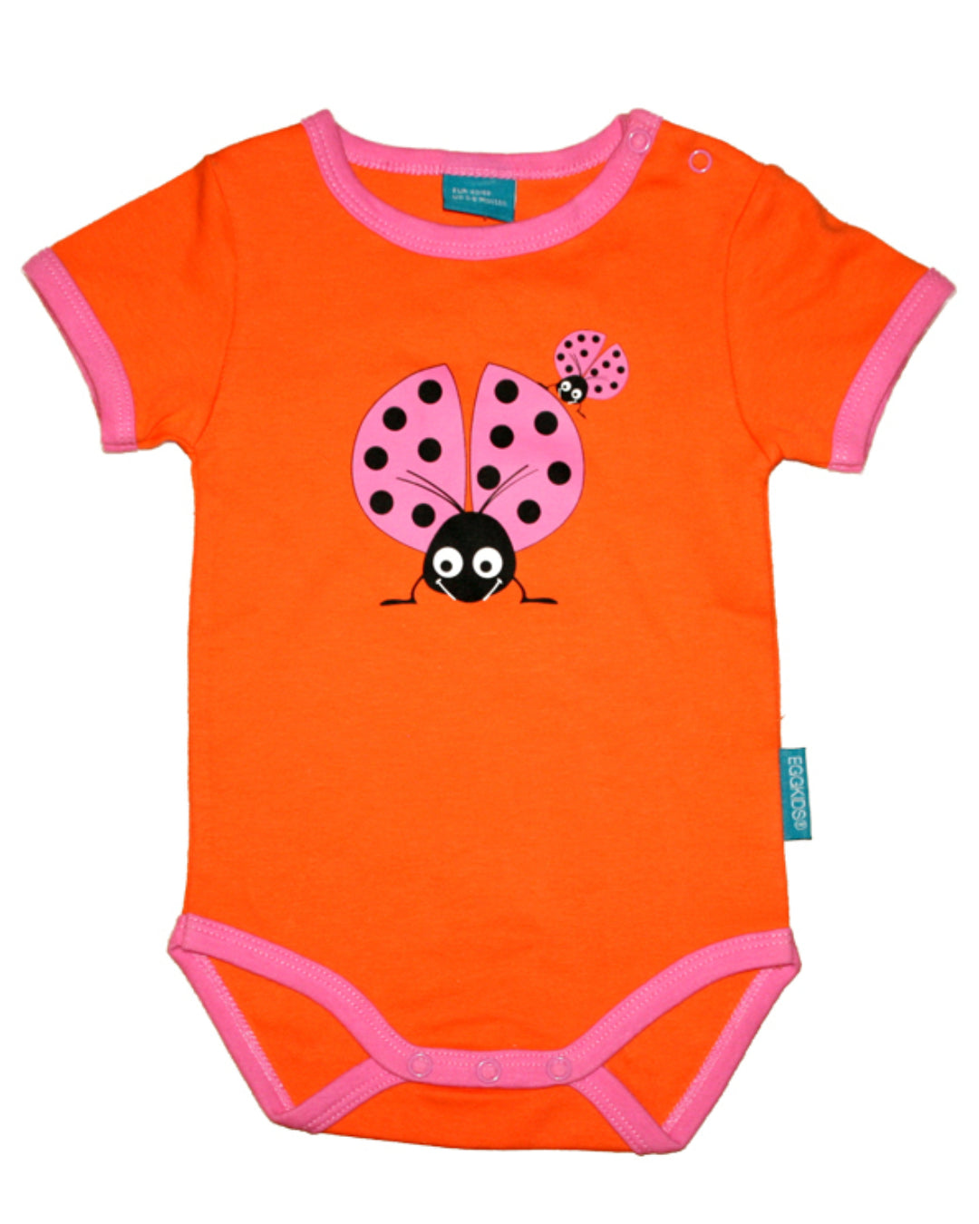 Babybody in Orange mit rosa Marienkäfer