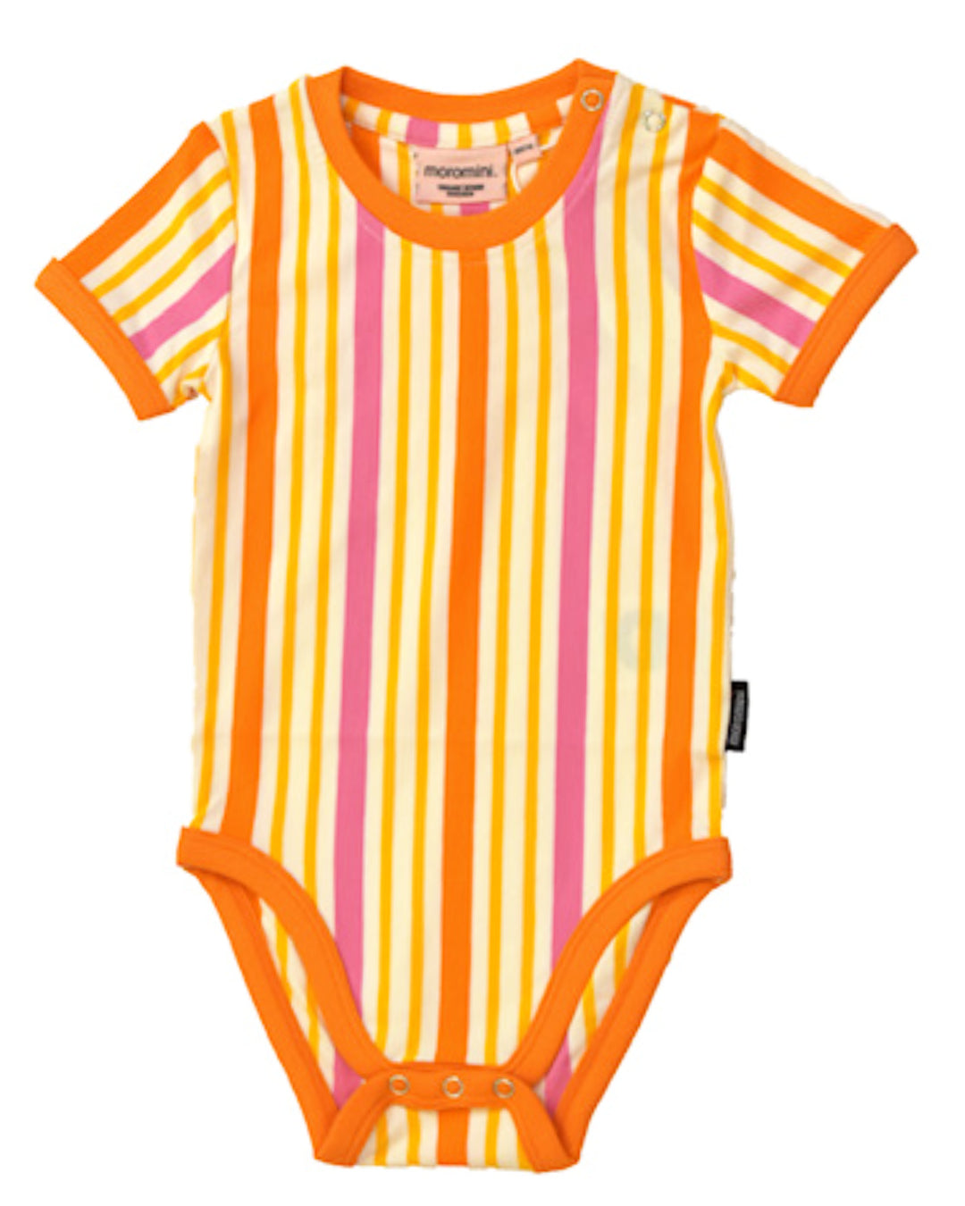 Gestreifter kurzarm Body für Babys aus Biobaumwolle von moromini in orange