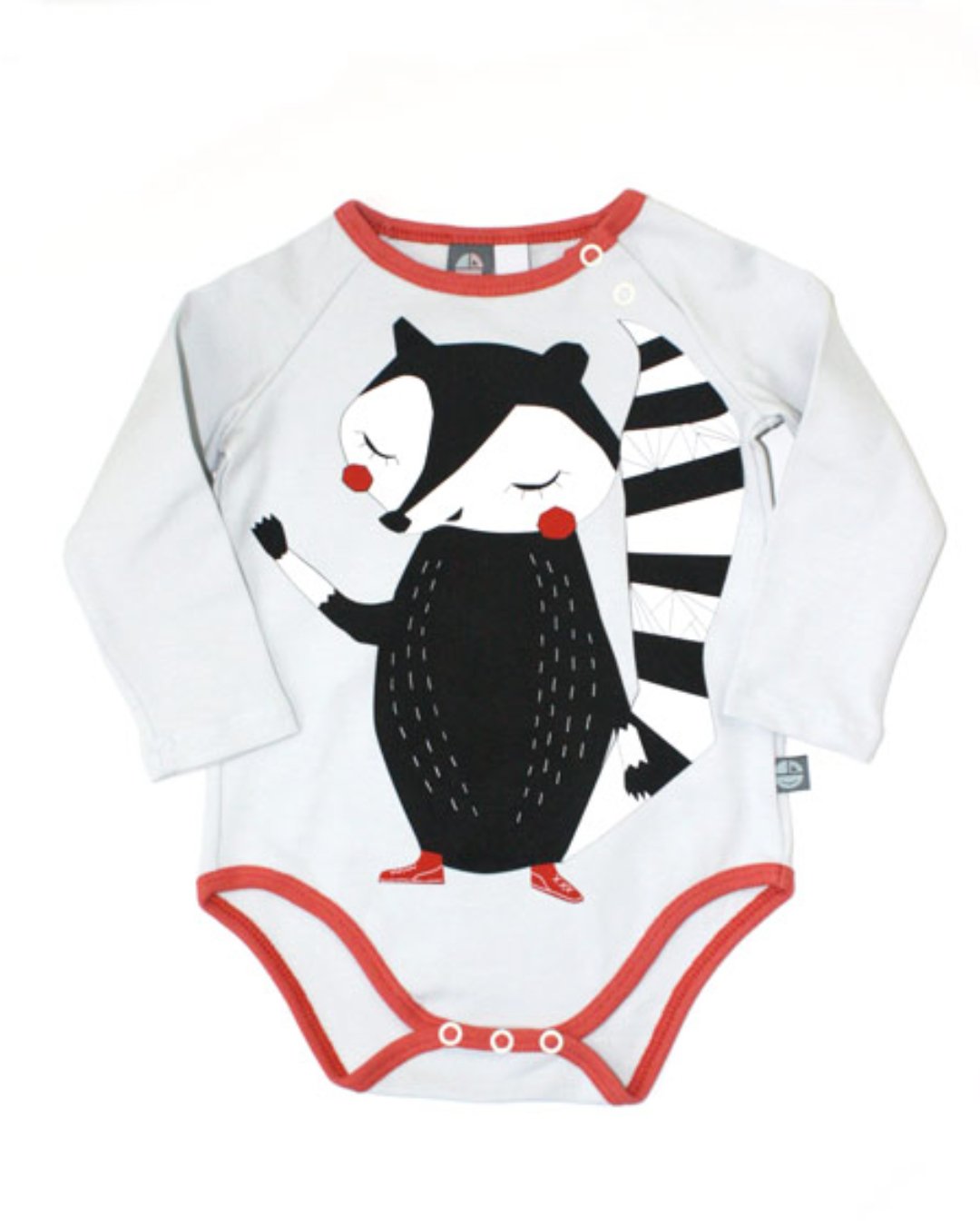 Süßer Babybody mit Waschbären Grafik aus BioBaumwolle