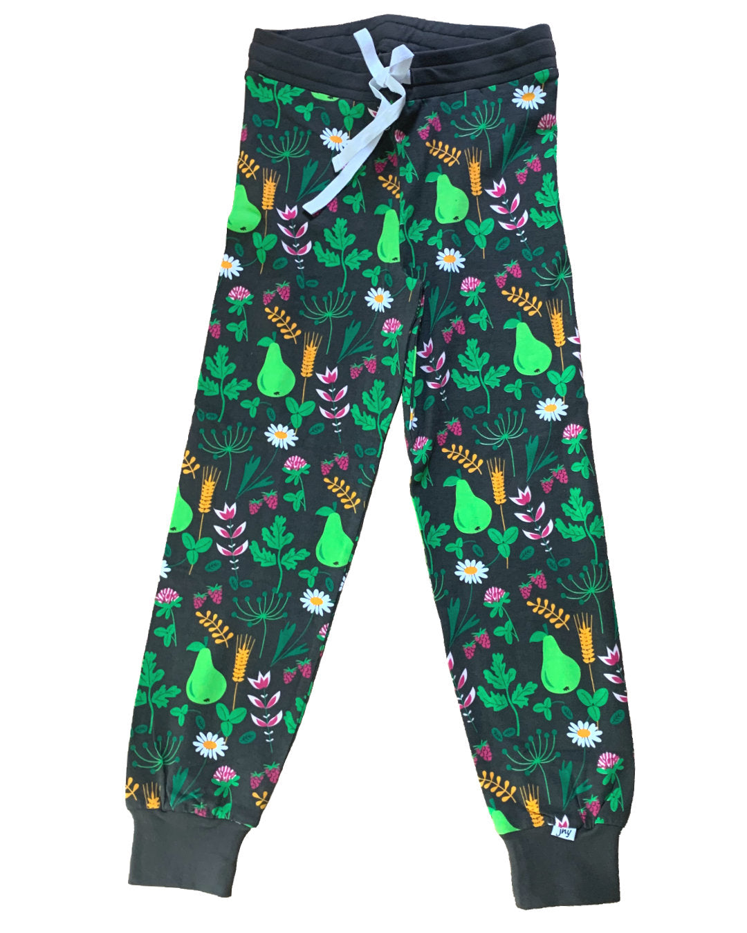 Grüne Hose aus Biobaumwolle mit Gemüse Print