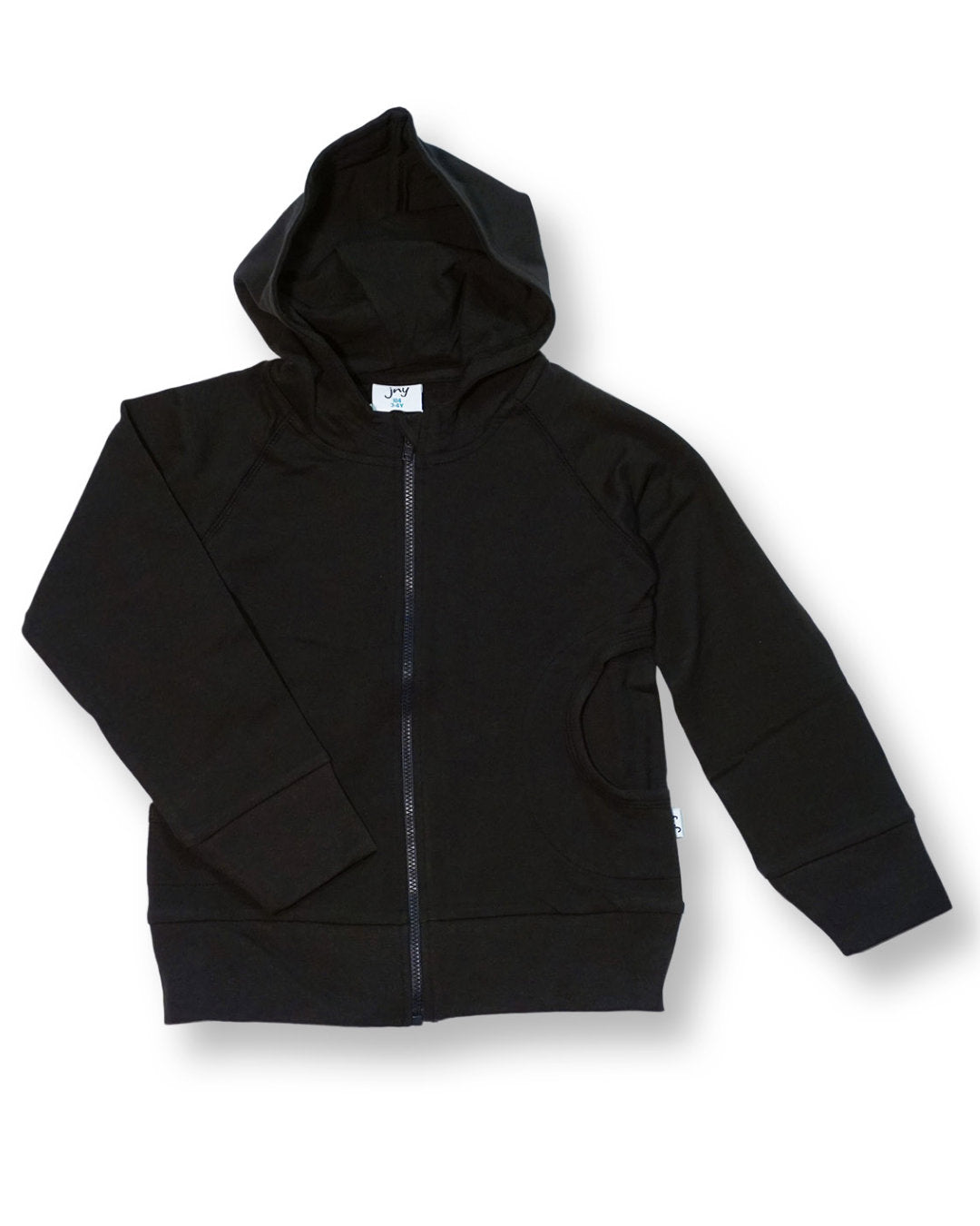 Schwarze Jacke aus Biobaumwolle mir Kapuze