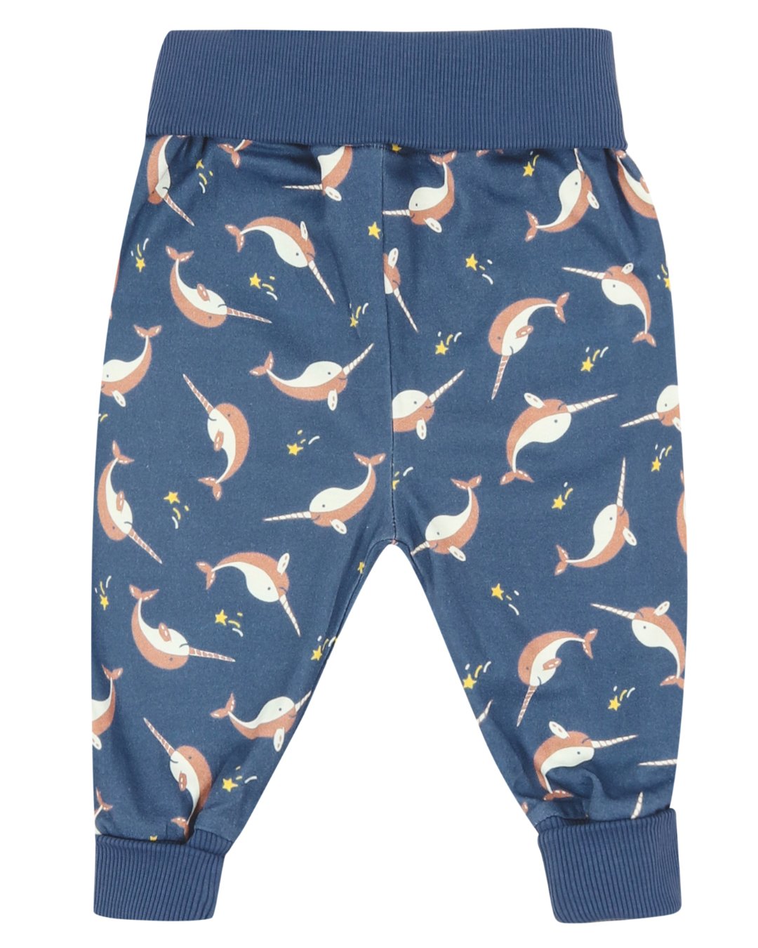 Hose in Blau mit Narwal Print von piccalilly aus Biobaumwolle