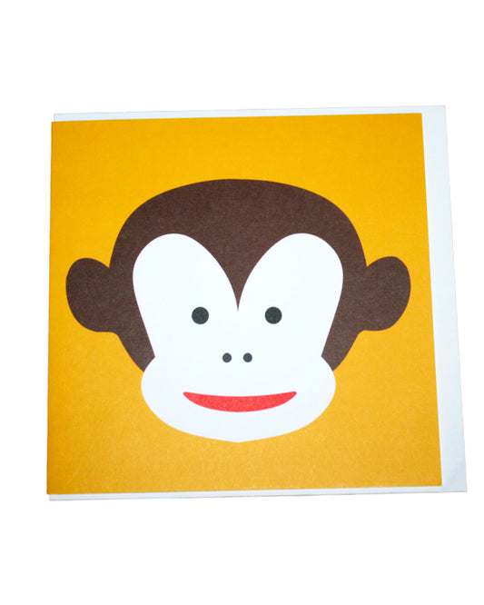 Klappkarte in gelb mit lustigem Affen
