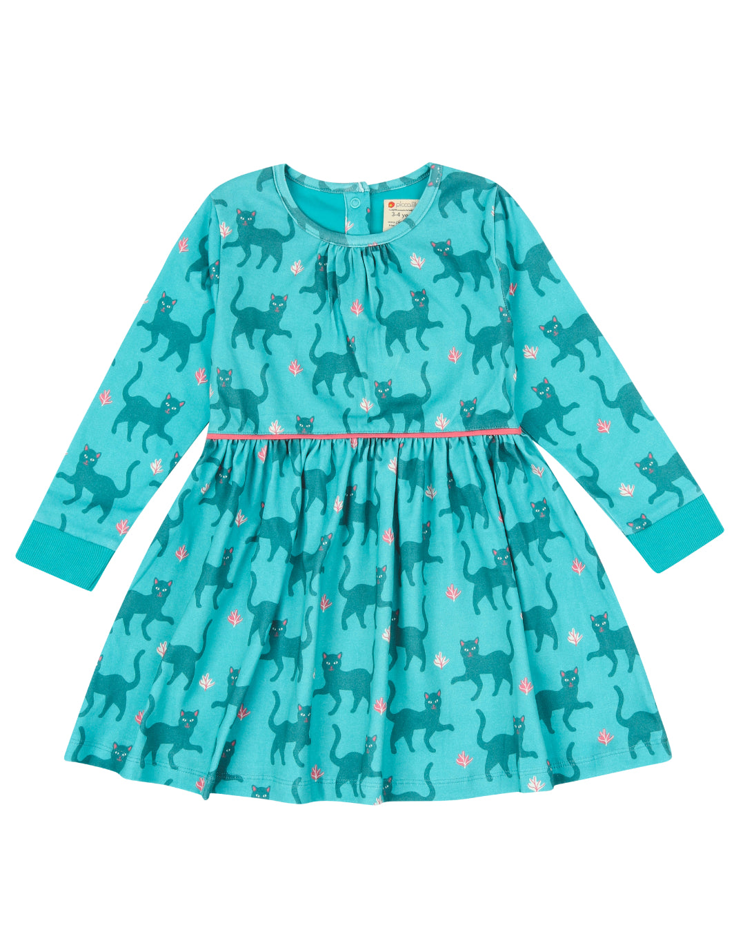 Hellblaues Kleid mit Katzen von piccalilly aus Biobaumwolle