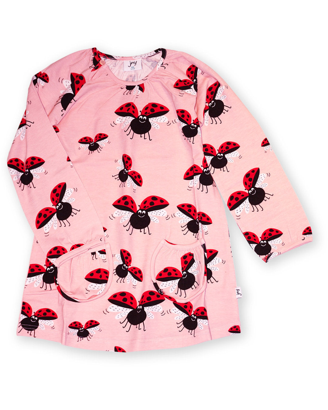 Rosa Kleid mit Marienkäfer aus Biobaumwolle