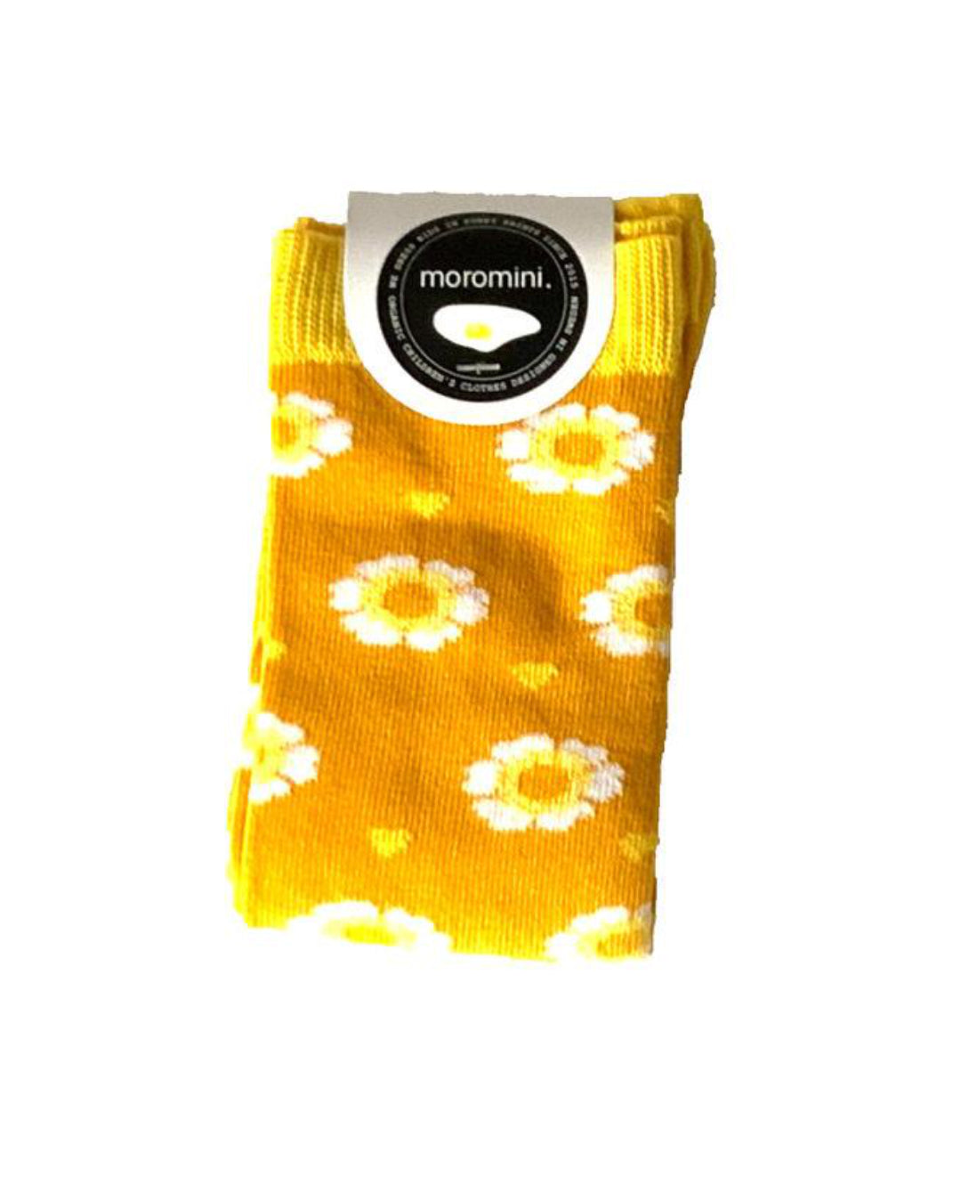 Bio Kniestrümpfe senf mit Blumen moromin