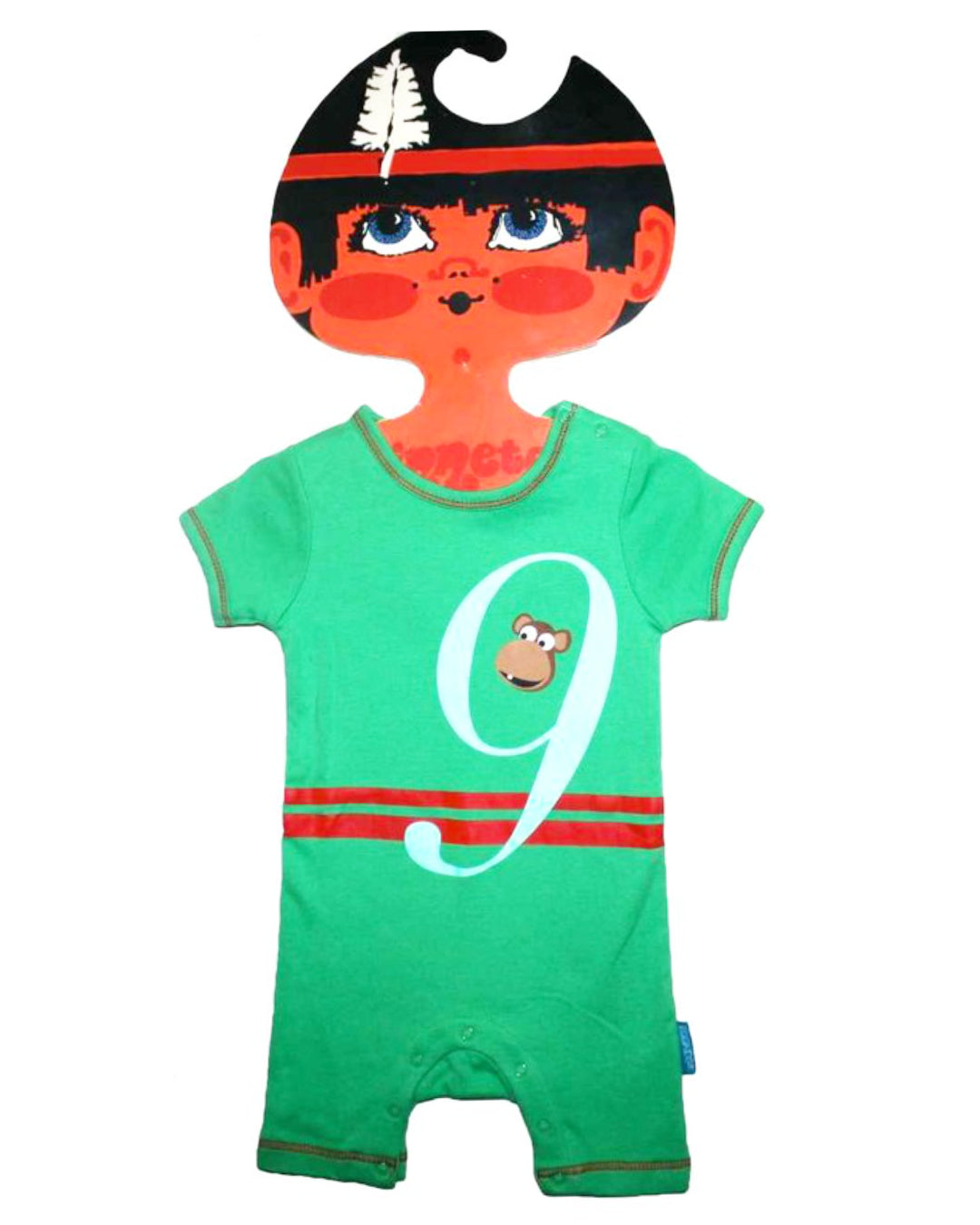 Grüner KurzOverall mit 9 und Affen