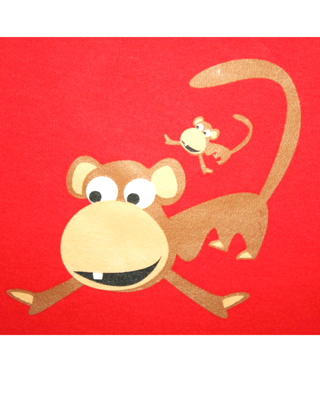 Roter KurzOverall mit braunem Affen