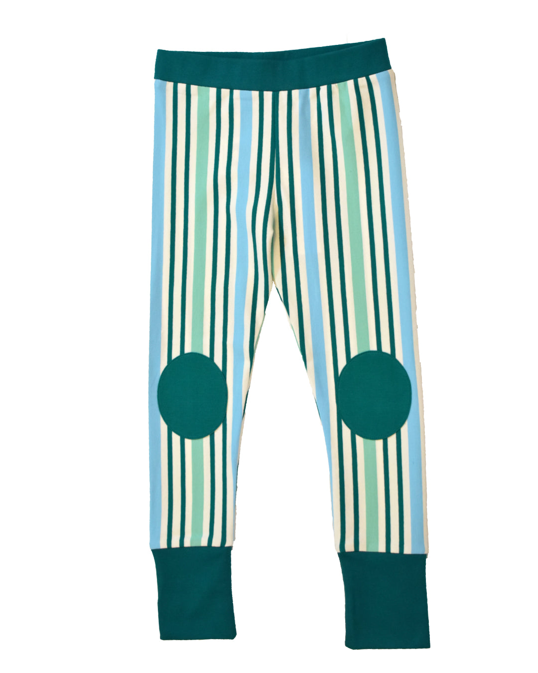 Leggings in weiß mit grünen Streifen aus Biobaumwolle von moromini