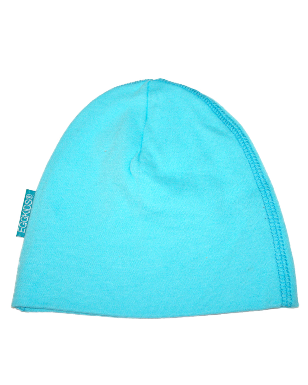 Hellblaue Beanie für Babys von hinten