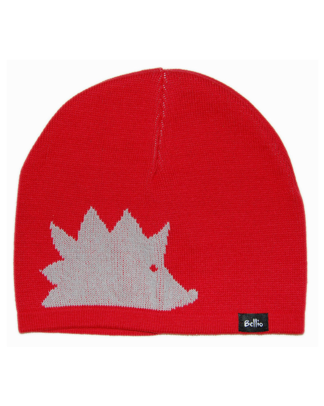 Rote Strickmütze mit Igel