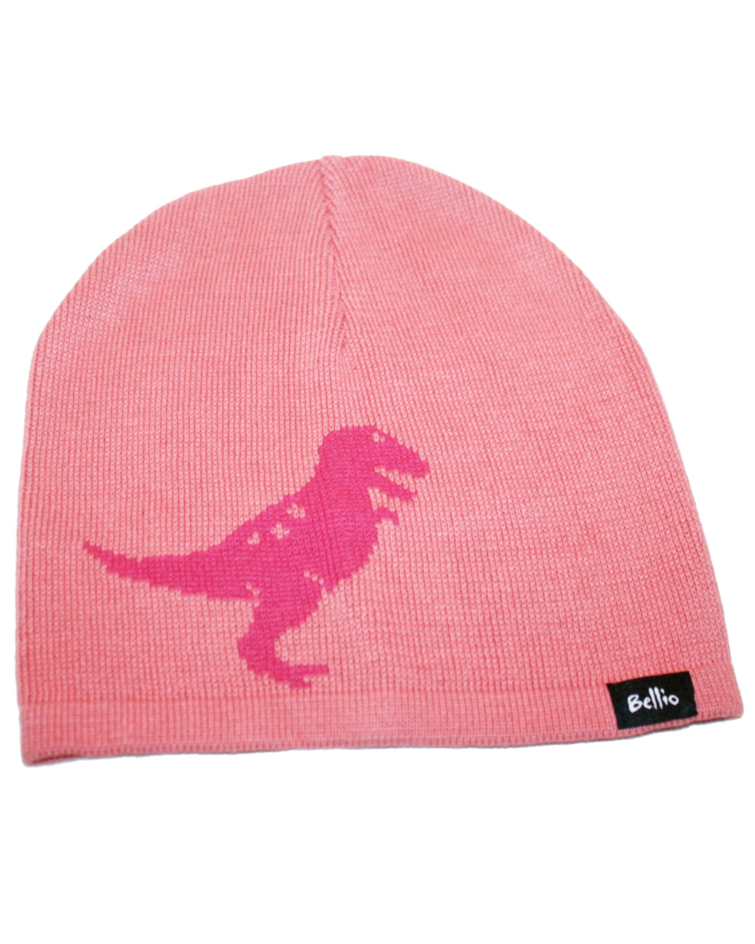 Rosa Strickmütze mit T-Rex