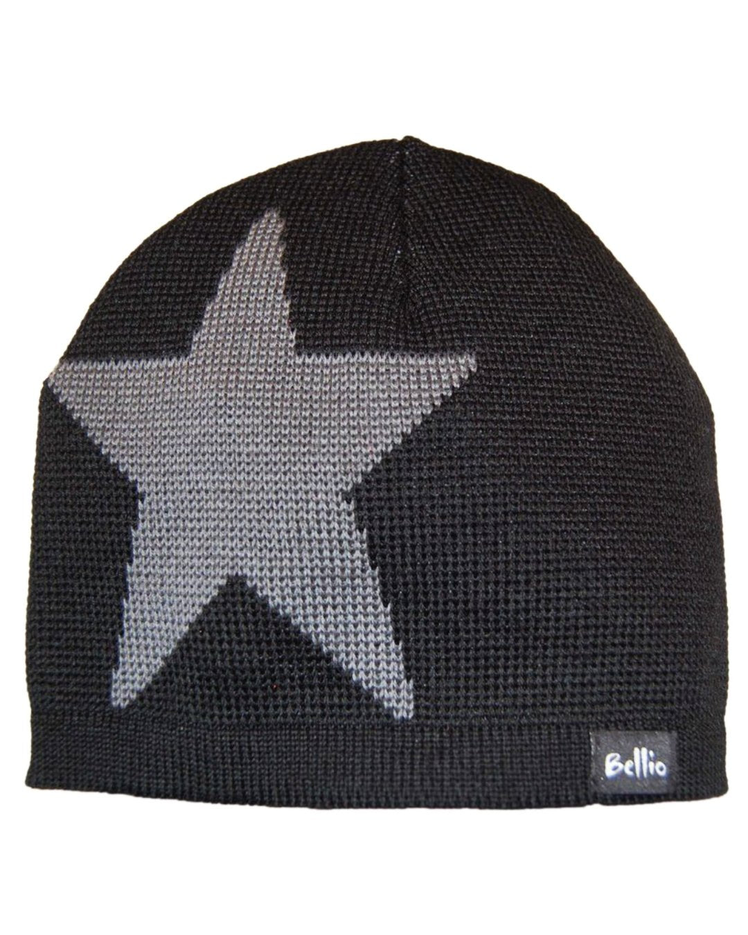 Strickmütze in Schwarz mit grauem großen Stern
