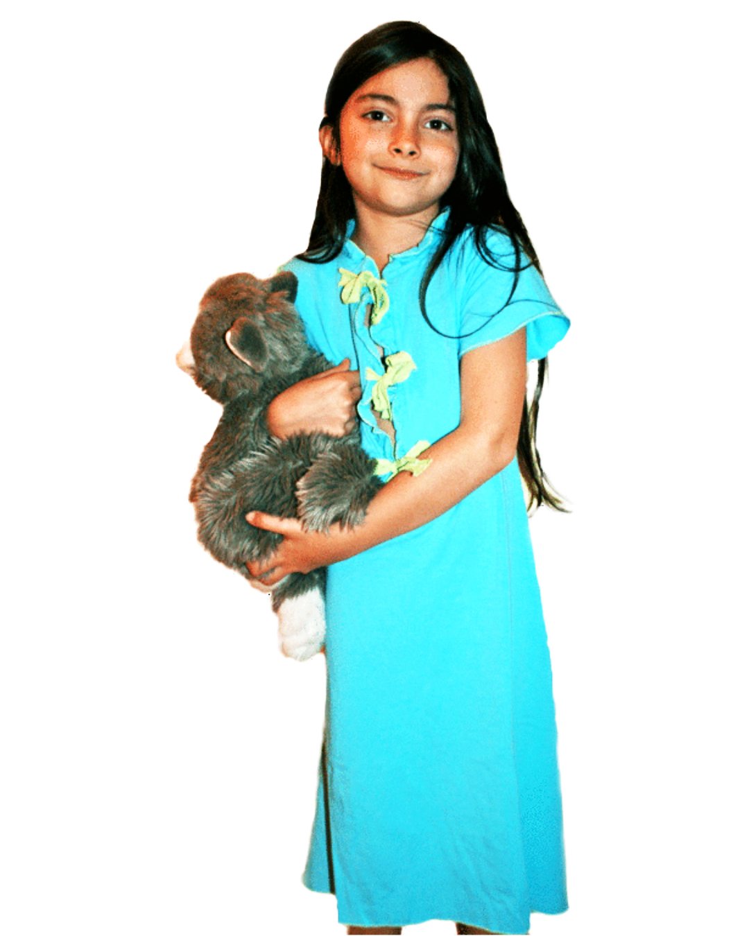 Kind mit hellblauem Nachthemd aus Bambusviskose