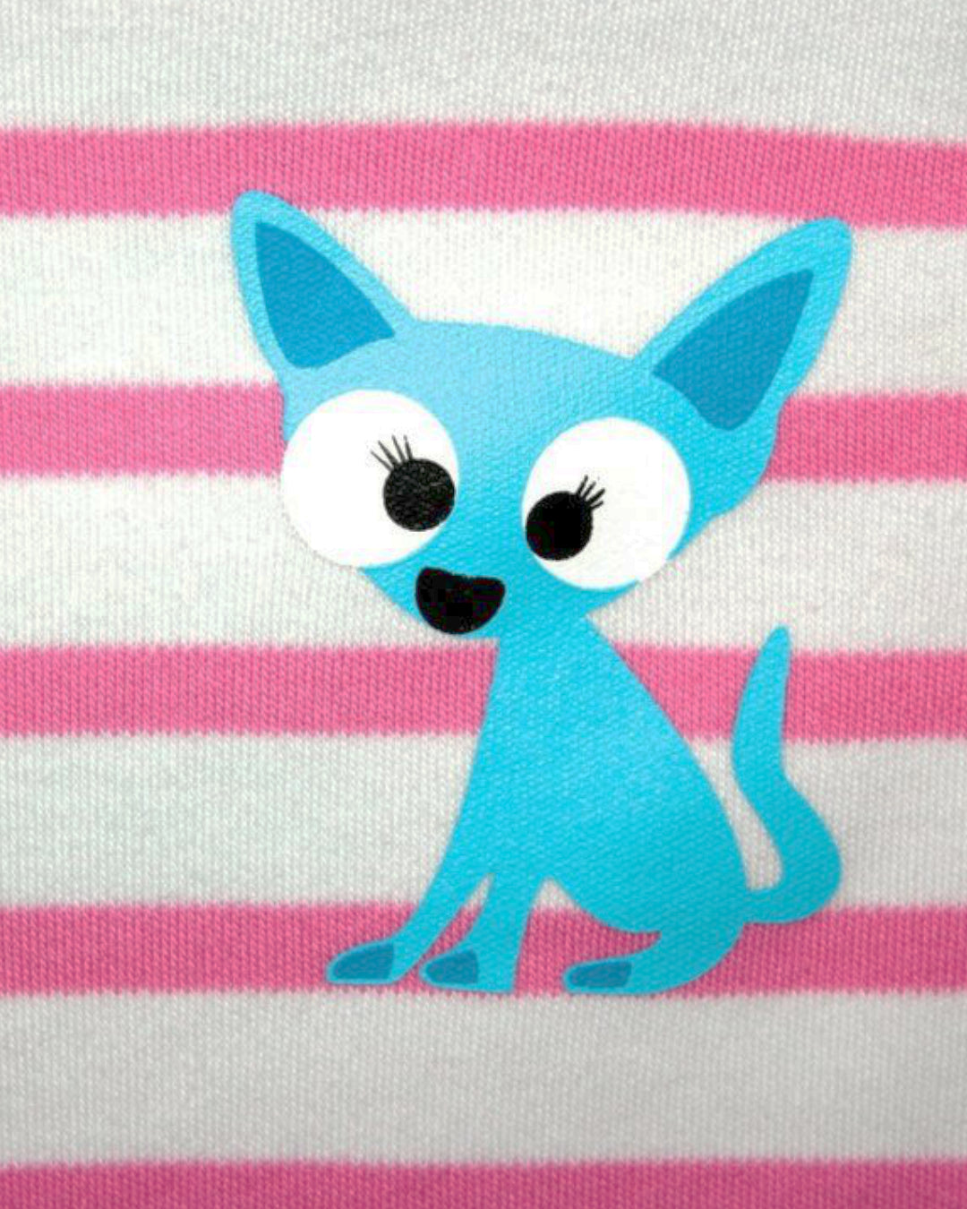 Rosa/weißer Overall mit hellblauem Fuchs