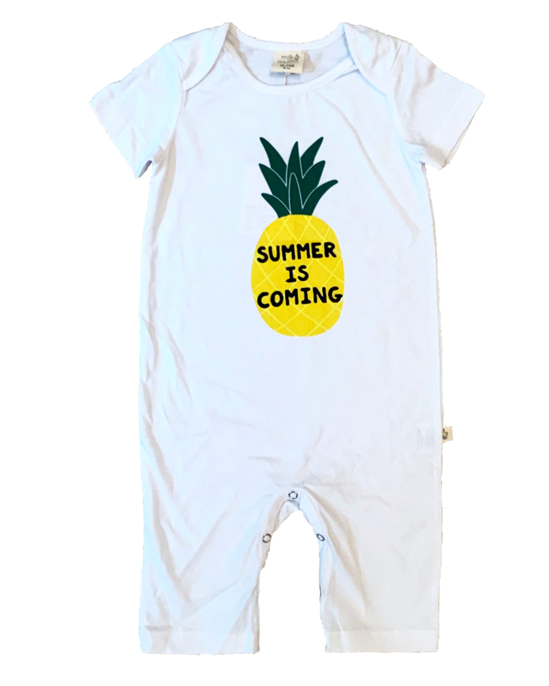 Weißer Overall mit Ananas SUMMER IS COMING aus Biobaumwolle