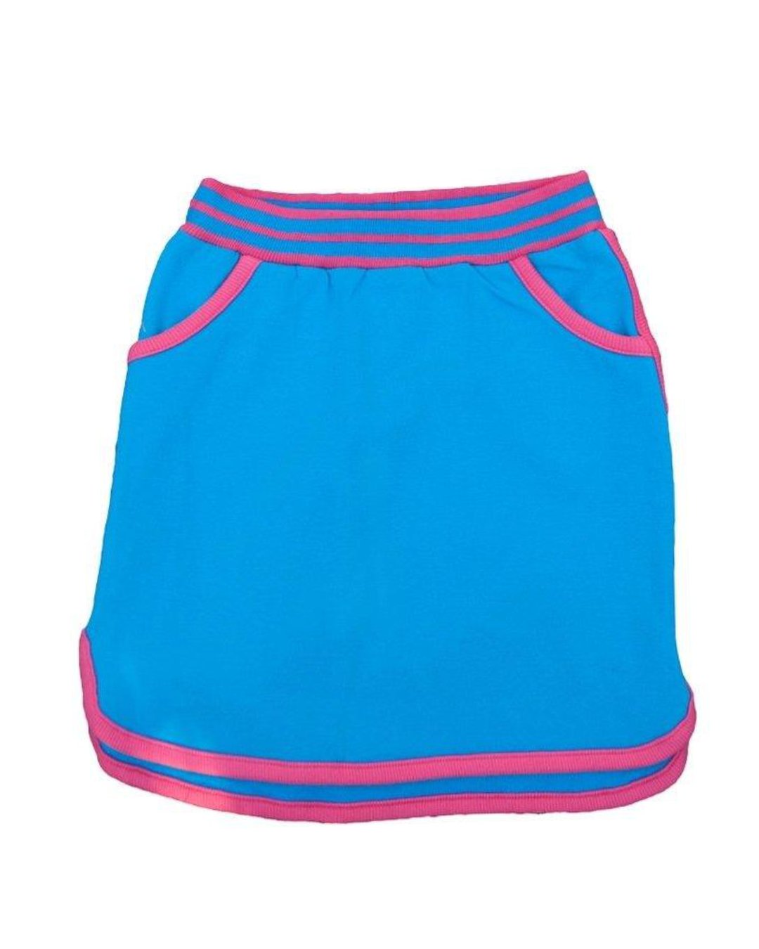 blauer Rock mit neon pinker Einfassung von moromini aus Biobaumwolle