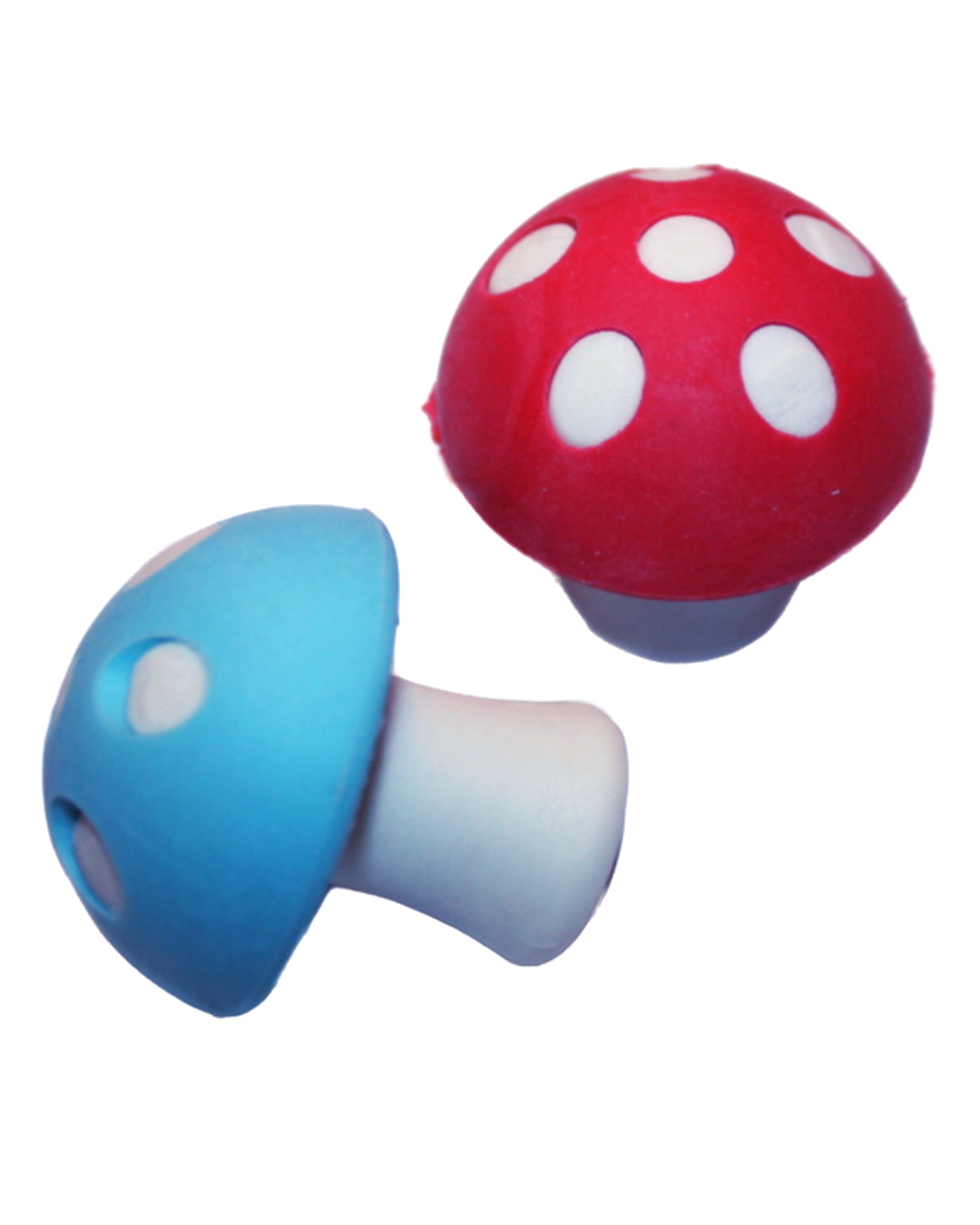 Radierer rot und blau als Fliegenpilz