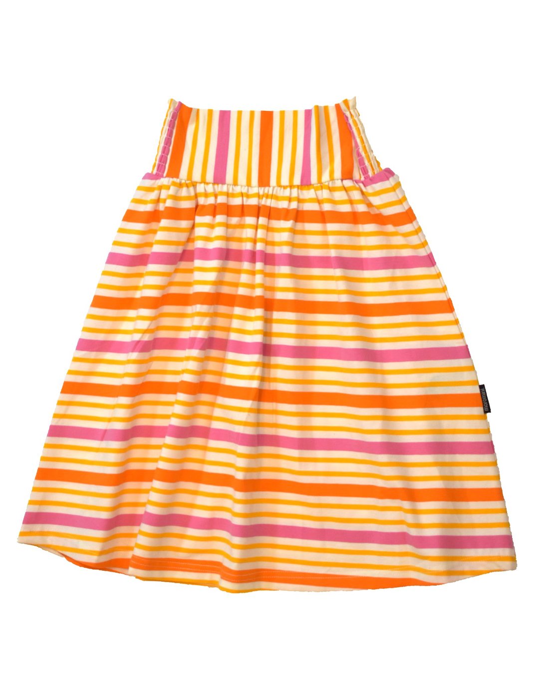 Langer Rock für Mädchen mit rosa und orange Streifen aus BioBaumwolle von moromin