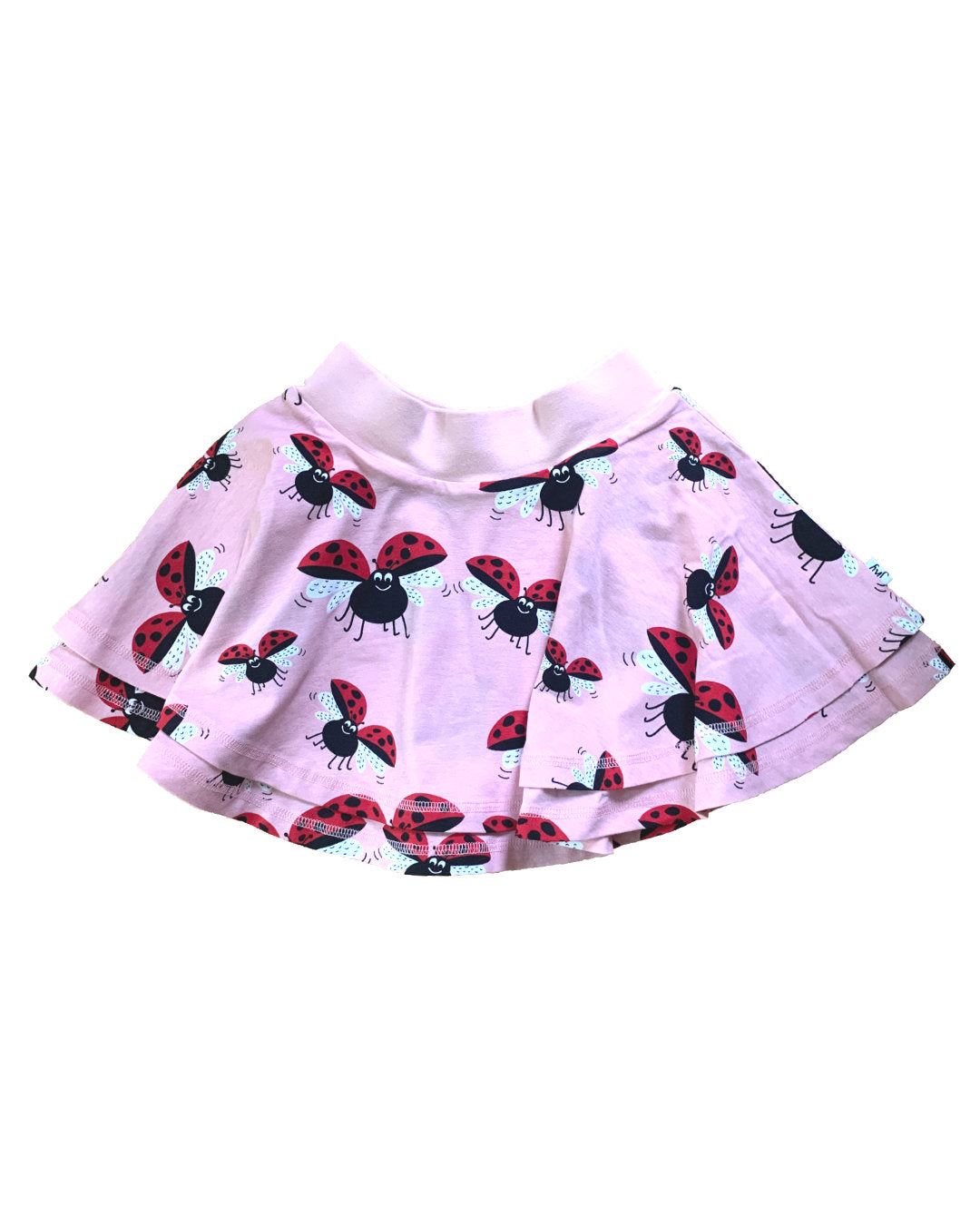 rosa Rock für Kinder mit Marienkäfer Print aus Biobaumwolle