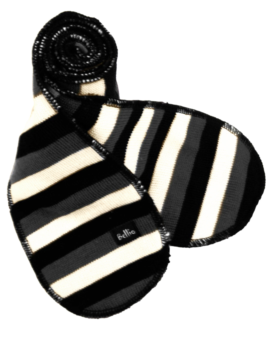 Weiß/grau/schwarz gestreifter Kinderschal aus Biowolle