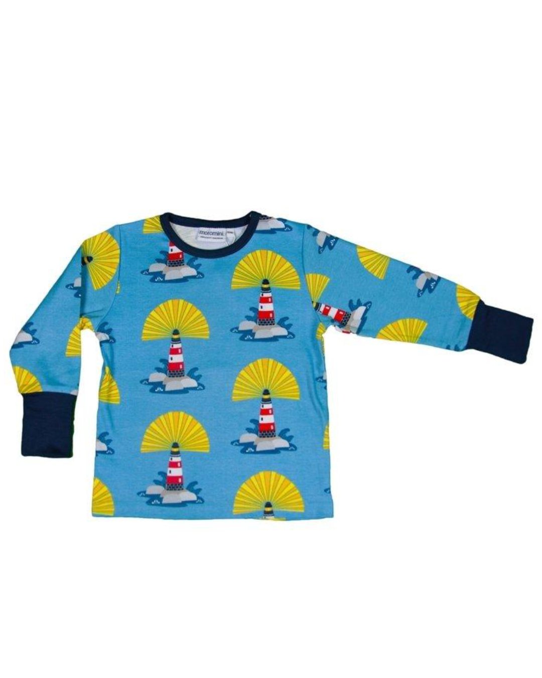 blaues Bio Langarm Shirt mit Leuchttürmen von moromini