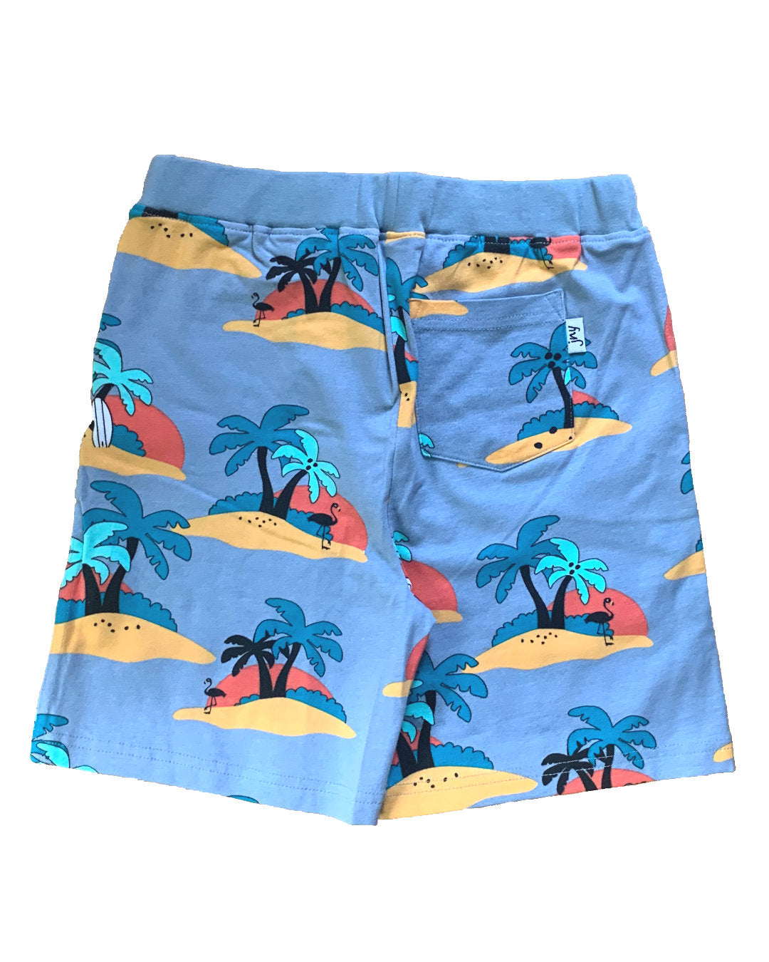 Shorts aus Biobaumwolle in blau mit Inseln und Meer