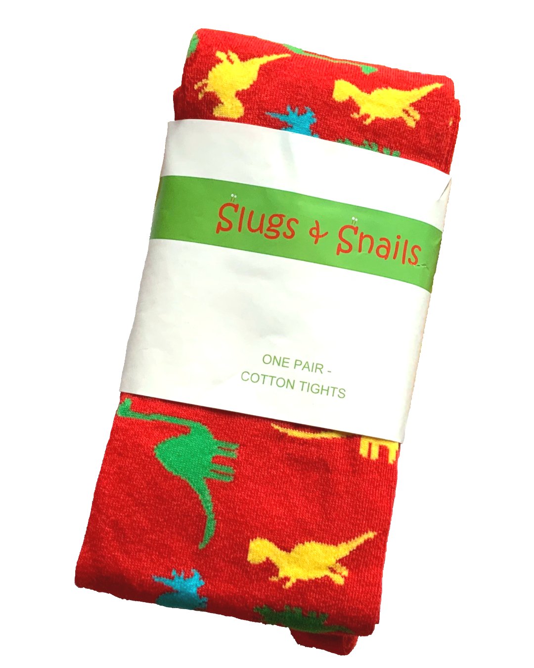 Strumpfhose rot mit bunten Dinos