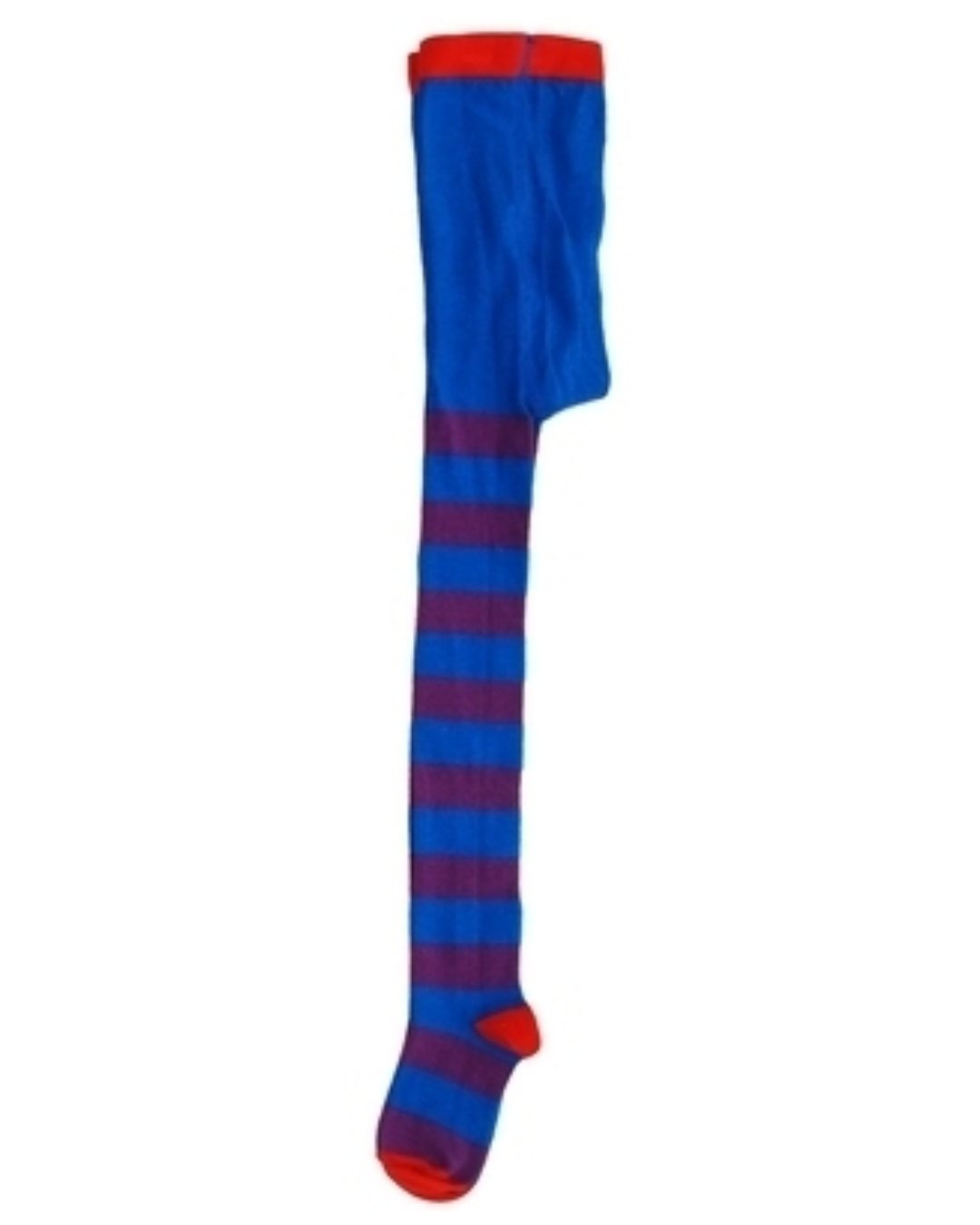 Blaue Kinderstrumpfhose mit lila Streifen aus Biobaumwolle von DUNS Sweden