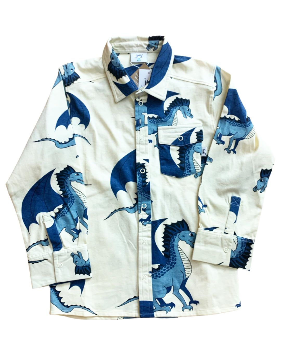 Hemd aus Shirtmaterial mit Drache aus Biobaumwolle