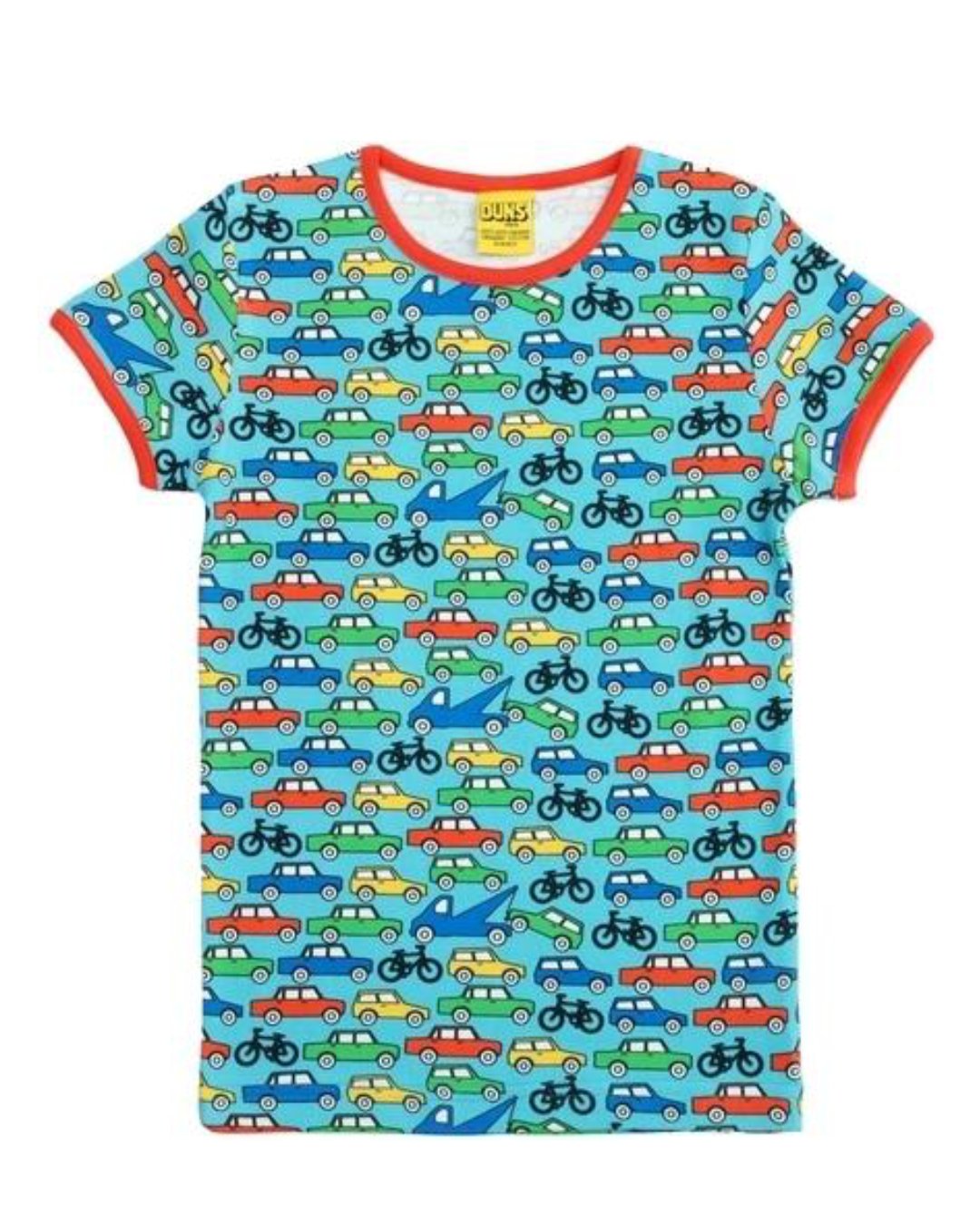 hellblaues T-Shirt mit bunten Autos von DUNS Sweden