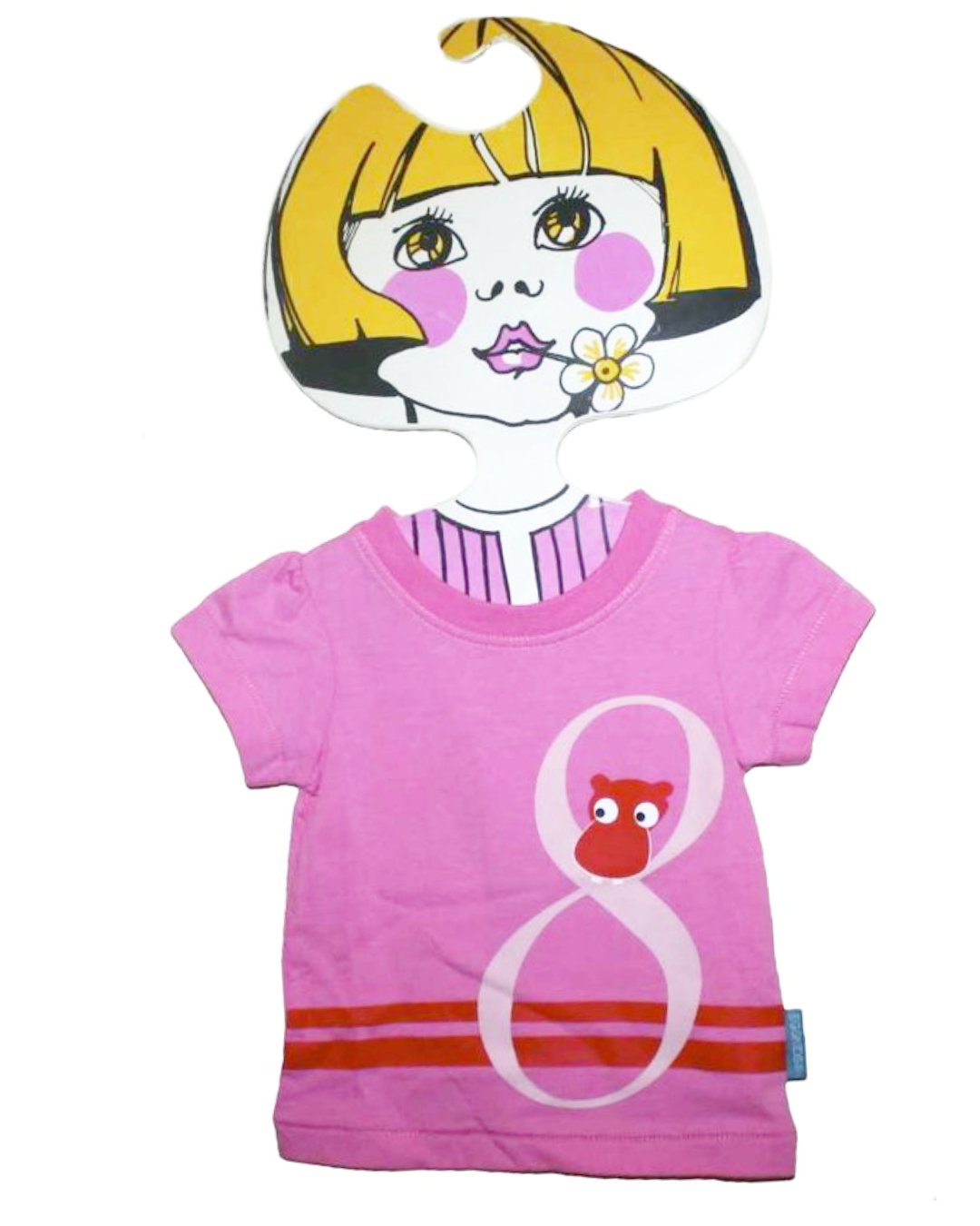 Rosa T-Shirt mit 8 und Nilpferd Sofia