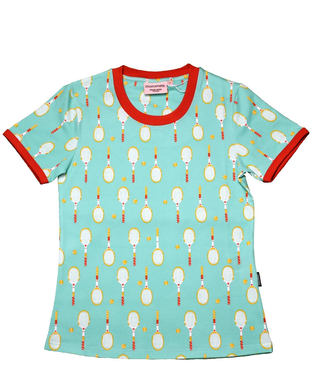 T-Shirt in hellblau mit Tennisschlägern für Damen aus Biobaumwolle von moromini