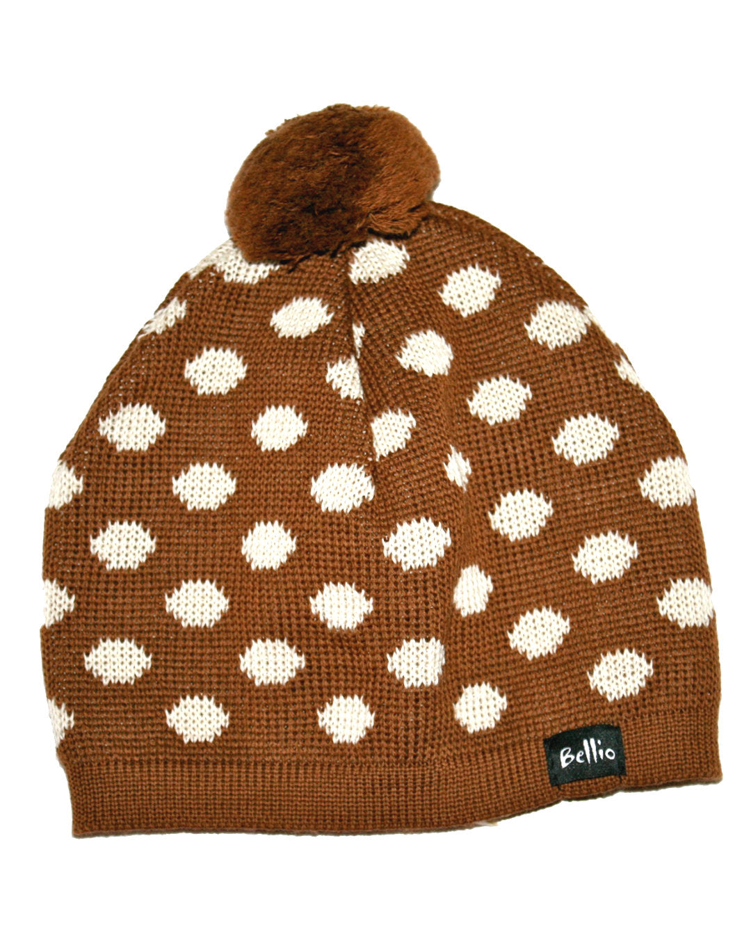 Braune wollmütze mit weißen Punkten-bio