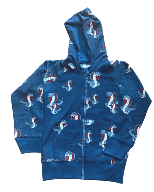 Kaputten-Jacke mit Cobra Print für Kinder aus Biobaumwolle 