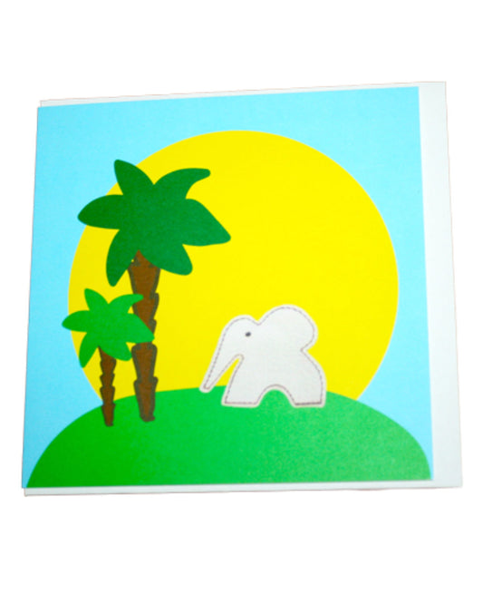 Blaue Karte mit Elefant 