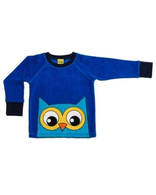 blaues langarm Shirt für Kinder mit blauer Eule von DUNS Sweden